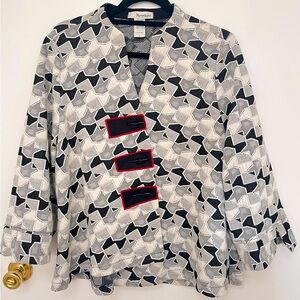 Moonlight Y&S Geo Asymmetric Jacket In Black, White & Red Medium 
Made In USA